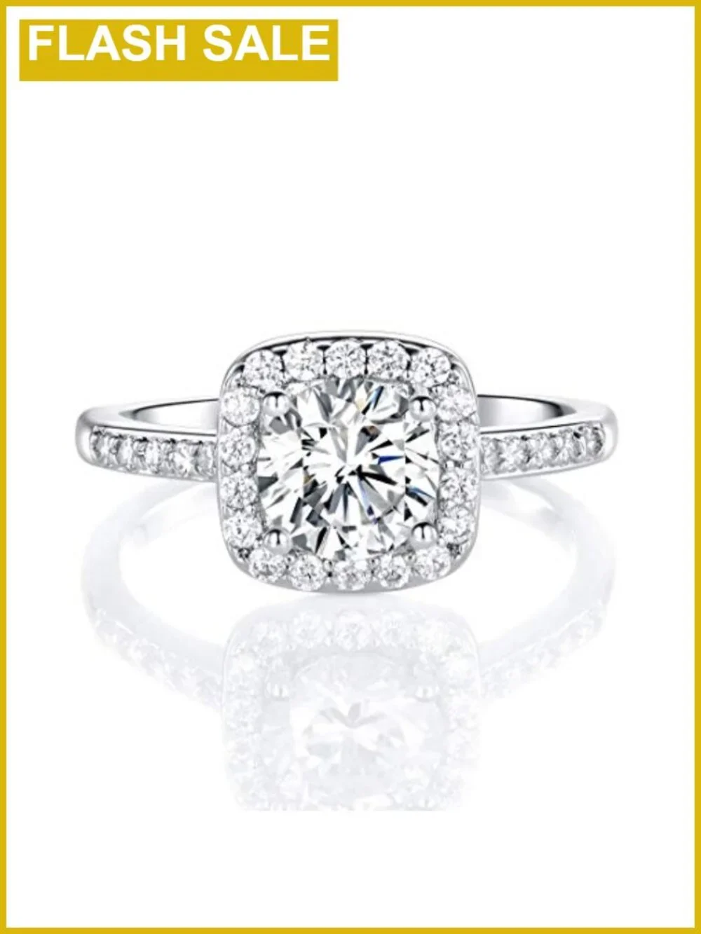 18K White Gold Plated Halo CZ Engagement Wedding Ring Size 8
